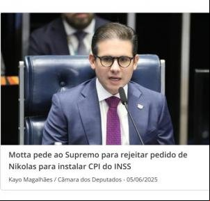 Motta pede ao Supremo para rejeitar pedido de Nikolas para instalar I do INSS